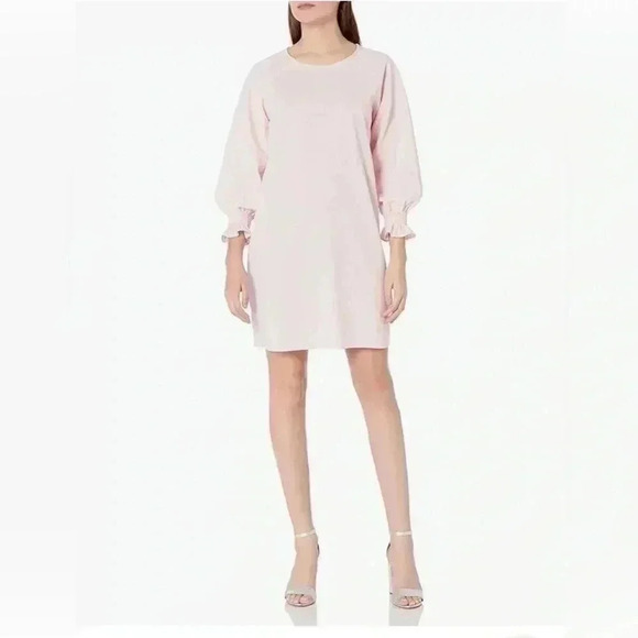 Nine West Womens 3/4 Sleeve Crepe W- Smocking @ Sleeve Dress. pink. Medium. NWT - Picture 1 of 8